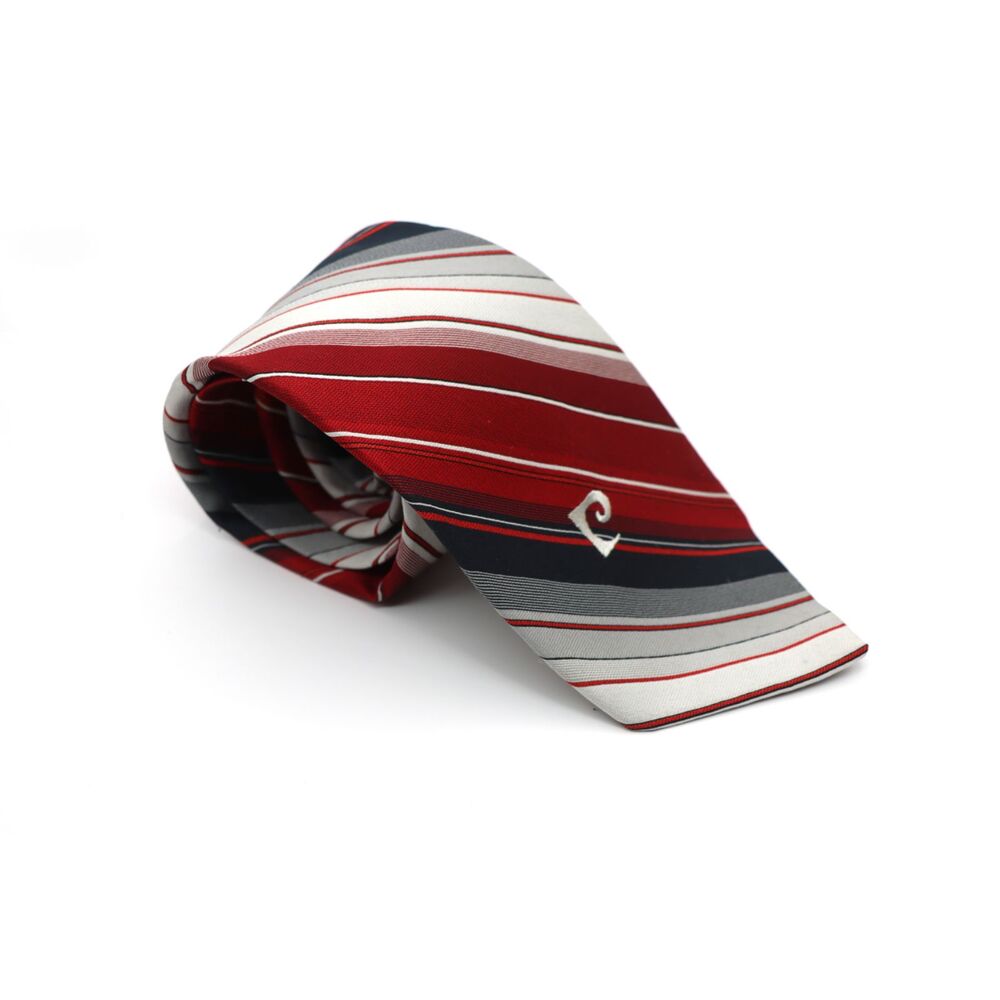 Vintage Pierre Cardin Red White Blue Diagonal Stripe Tie 4” Wide